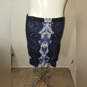 Elegant Blue and Black Lace Skirt